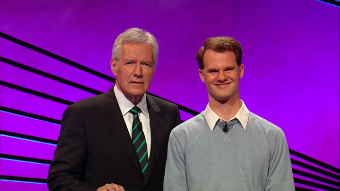 NRL post-doc, Keith Whitener, with JEOPARDY! host, Alex Trebek. Keith was a seven-time champ on the television quiz show that tests a person's knowledge in a wide range of subject areas. (Photo: JEOPARDY!) 2012_12_keithwhitener