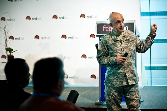 Major General Nick Justice, Commanding General RDECOM & APG, U.S. Army, gives the keynote address at Red Hat Government Symposium on November 16, 2011. 2012_01_nickjustice