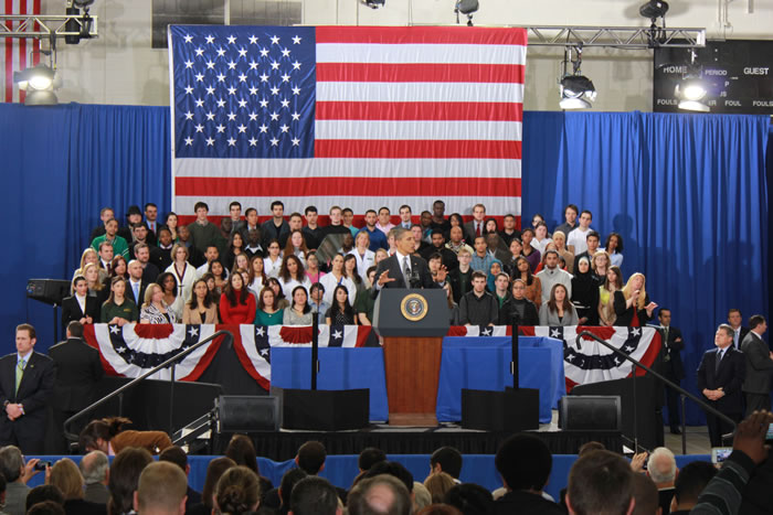 President Obama at Northern Virginia Community College, Feb. 13, 2012. (Photo: David Stegon) 2012_02_obama